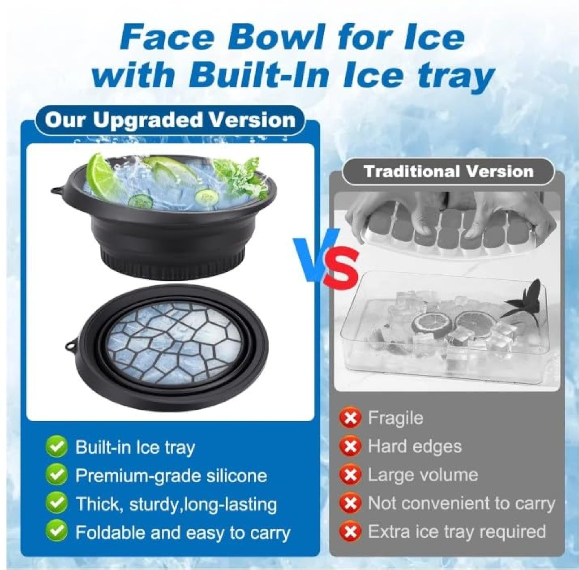 Collapsible Facial Ice Bath Bowl for Face Icing